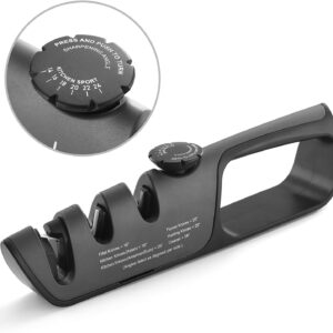 Knife Sharpener  3 Stage Kitchen Chef Knife and Scissor Sharpeners Restore Knives or Shears Blades Quickly Safely with Adjustable Angle Button for Various Household Knives Shear Gray