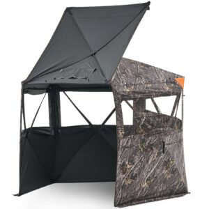 VEVOR Hunting Blind, 6-7 Person Ground Blinds with Carrying Bag, Portable Camouflage Tent, Reinforced Durable Concealed Shelter with Silent Zipper Door and Window, for Turkey and Deer