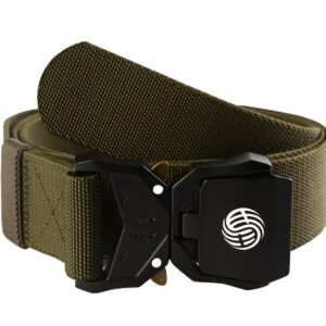 Quick Release Buckle Tactical Belt Military Hiking Rigger Nylon Web Work Belt Heavy Duty Work Belt Stretch Strap ((Coffee)