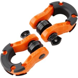VEVOR 3/4" D-Ring Shackle, 2 Pack Alloy Steel Shackles 66139 lbs (30 Ton) Break Strength with 7/8" Screw Pin, Isolators & Washers, Heavy Duty Off Road Vehicle Recovery Shackle for Jeep Truck, Orange