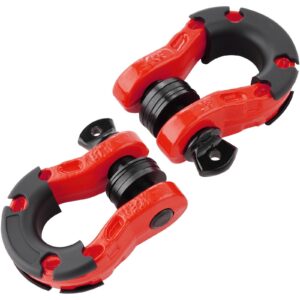 VEVOR 3/4" D-Ring Shackle, 2 Pack Alloy Steel Shackles 66139 lbs (30 Ton) Break Strength with 7/8" Screw Pin, Isolators & Washers, Heavy Duty Off Road Vehicle Recovery Shackle for Jeep Truck, Red