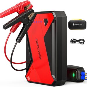 DBPOWER 1000A Portable Car Jump Starter (UP to 7.0L Gas, 5.5L Diesel Engine), 12V Lithium-Ion Auto Battery Booster, Power Pack with LCD Screen Clamp Cables,USB Quick Charge, LED Flashlight