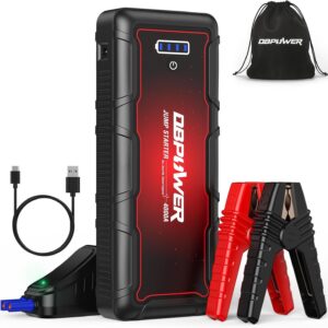 DBPOWER Jump Starter 4000A Peak 88.8Wh Portable Car Jump Starter (Up to ALL Gas/10L Diesel Engine) 12V Auto Battery Booster Pack with Smart Clamp Cables, Quick Charger, LED Light Jump Box
