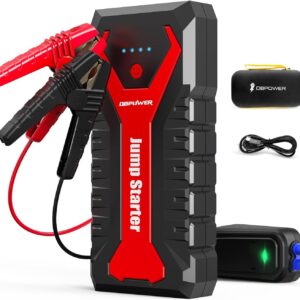 DBPOWER 3000A/80.66Wh Portable Car Jump Starter (UP to 10.0L Gas/8.0L Diesel Engines) 12V Auto Lithium-Ion Battery Booster with Smart Clamp Cables, Quick Charge, and LED