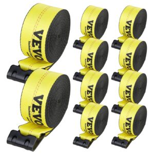 VEVOR Winch Straps, 4" x 40', 6000 lbs Load Capacity, 18000 lbs Break Strength, Truck Straps with Flat Hook, Flatbed Tie Downs Cargo Control for Trailers, Farms, Rescues, Tree Saver, Yellow (10 Pack)