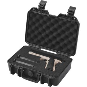 VEVOR Hard Pistol Cases with Pre-cut PU Foam, Waterproof & Dustproof Hard Gun Case for 1 Pistol, 12.59×9.01×4.4 in Lockable Pistol Case, Black