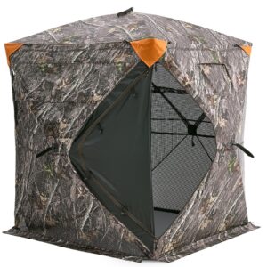VEVOR Hunting Blind, 270° See Through Ground Blind, 1-2 Person Pop Up Deer Blind for Hunting with Carrying Bag, Portable Resilient Hunting Tent, One-Way See-Through Mesh for Turkey and Deer Hunting