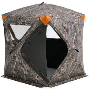 VEVOR Hunting Blind, 270° Ground Blind, 1-2 Person Pop Up Deer Blind for Hunting with Carrying Bag, Portable Resilient Hunting Tent, 3 Horizontal Windows for Turkey and Deer Hunting