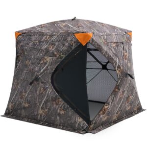 VEVOR Hunting Blind, 270° See Through Ground Blind, 4-5 Person Pop Up Deer Blind for Hunting with Carrying Bag, Portable Resilient Hunting Tent, One-Way See-Through Mesh for Turkey and Deer Hunting