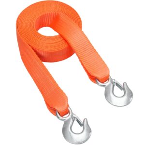VEVOR ATV Tow Strap with Hooks, 2-inch x 20-foot, 17000 lbs Capacity, Durable Recovery Rope with Security Hooks for Trucks and Vehicles, Essential Towing Accessory for Roadside Assistance