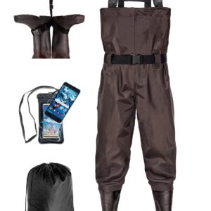 BELLE DURA Fishing Waders Chest Waterproof Light Weight Nylon Bootfoot Waders for Men Women with Boots