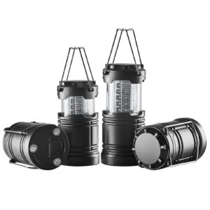 VEVOR LED Camping Lanterns, 4 Pack, Magnetic Base, Battery Powered Lights, Lightweight Hanging Collapsible Lights, Ideal for Outdoor Camping Hiking, Emergency Survival Lights for Hurricane, Black