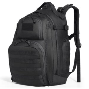 Tactical Backpack, 40L Military Tactical Backpack with Molle Design & Sponge Pad, Army Assault Pack Bag for Men and Women, Range Gear Backpack for Outdoor Adventure, Hiking, Hunting, Black