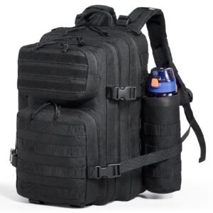 Tactical Backpack, 25L Military Tactical Backpack with Molle Design & 3 Compartments, Army Assault Pack Bag for Men and Women, Range Gear Backpack for Outdoor Adventure, Hiking, Hunting, Black