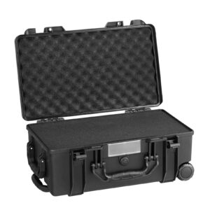 VEVOR Weatherproof Hard Case, Heavy Duty Protective Dry Box Case with Pre-cut Foam, Wheels & Retractable Pull Handles for Travel, Hunt, Military, Tactical, IP67 Waterproof Case for Cameras (64x51x25)