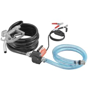 VEVOR Fuel Transfer Pump, 12V DC 5.3 GPM 1/10 HP, Portable Electric Diesel Transfer Pump with Auto Shut-Off Fuel Nozzle, Long Inlet & Outlet Hose for Gasoline, Diesel, Kerosene, Methanol Blends