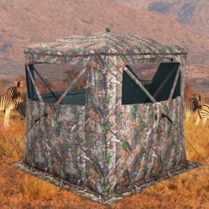 2-3 Person Hunting Blind Portable Pop Up Ground Tent with Carry Bag and Storage Pocket