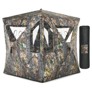 3 Person Portable Pop-Up Ground Tent with Gun Ports and Carrying Bag
